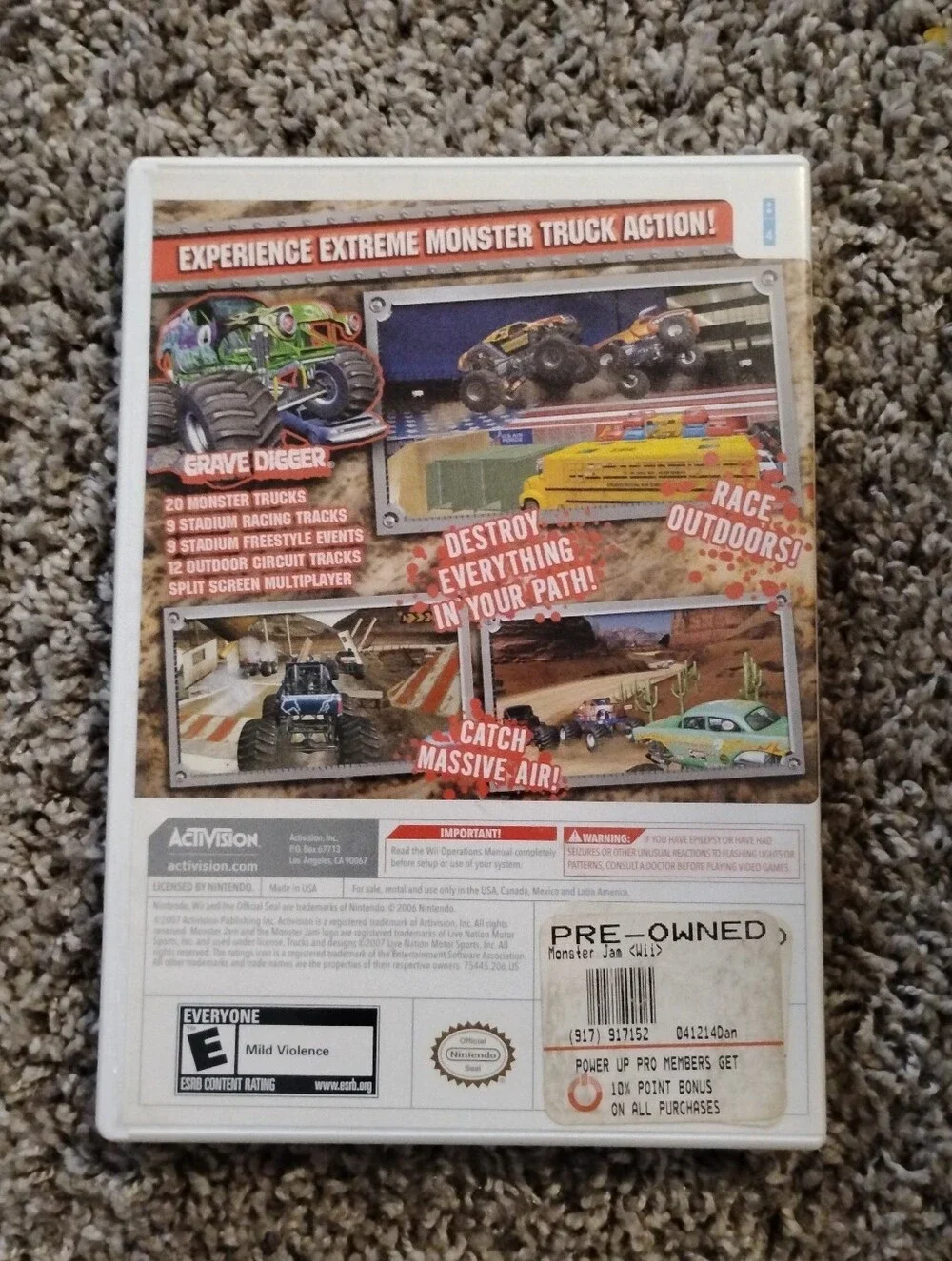 Monster Jam (Nintendo Wii) - Complete in Case (CIB) w/ Manual